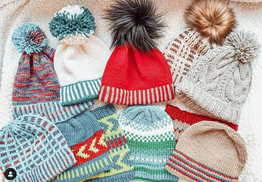 several knit hats