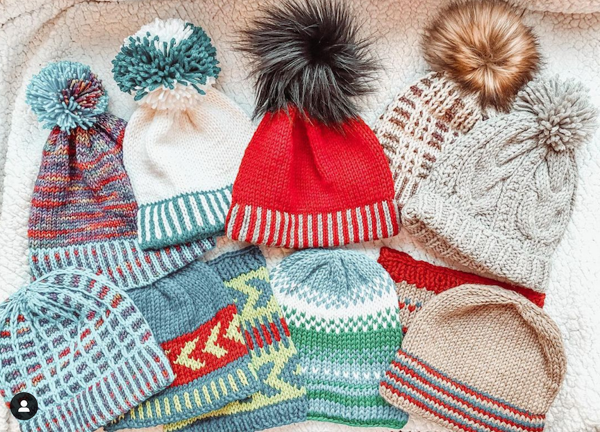 several knit hats