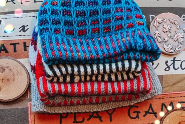 stack of knit hats
