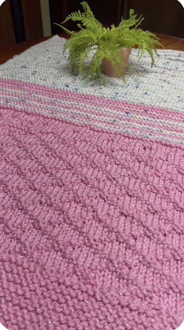 knitted pink waffle cone with variegated icecream on top