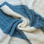 aqua and blue handknit blanket