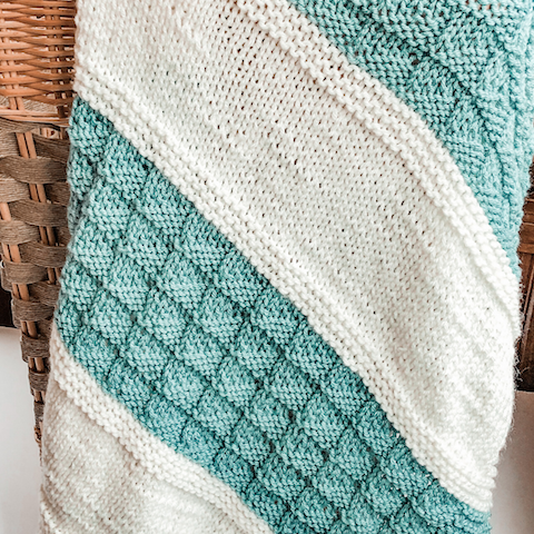 aqua and white baby blanket