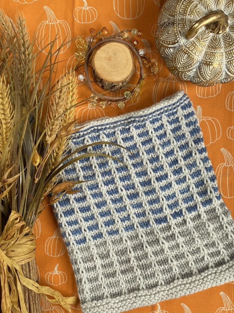 knit cowl with fall accents