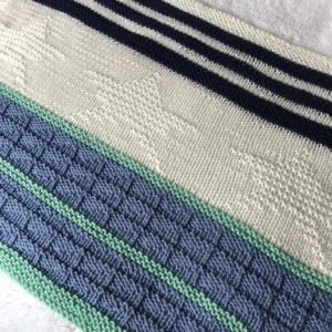 green, blue, white blanket with stars