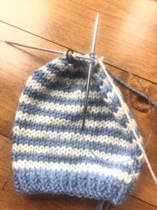 blue and white striped hat