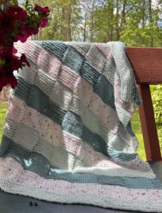 striped aqua and white baby blanket