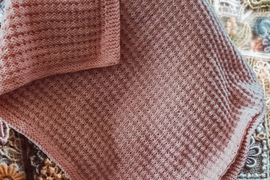 pink textured knit blanket