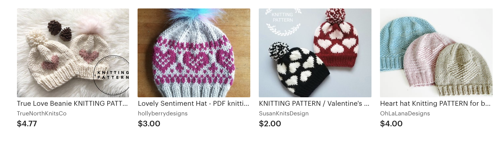 4 Valentine Hats from Etsy